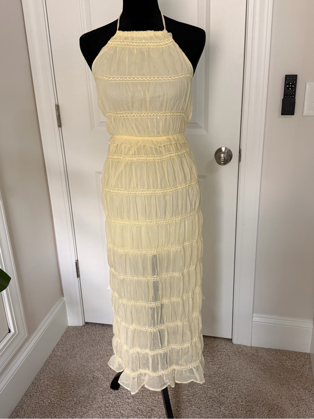 NWT Yellow Halter Maxi Dress Cottagecore Boho Formal
